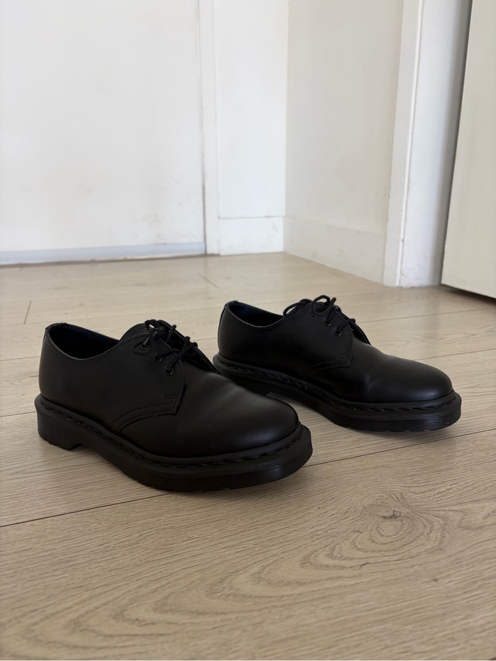 Dr. Martens Black Leather Women's Derby Shoes